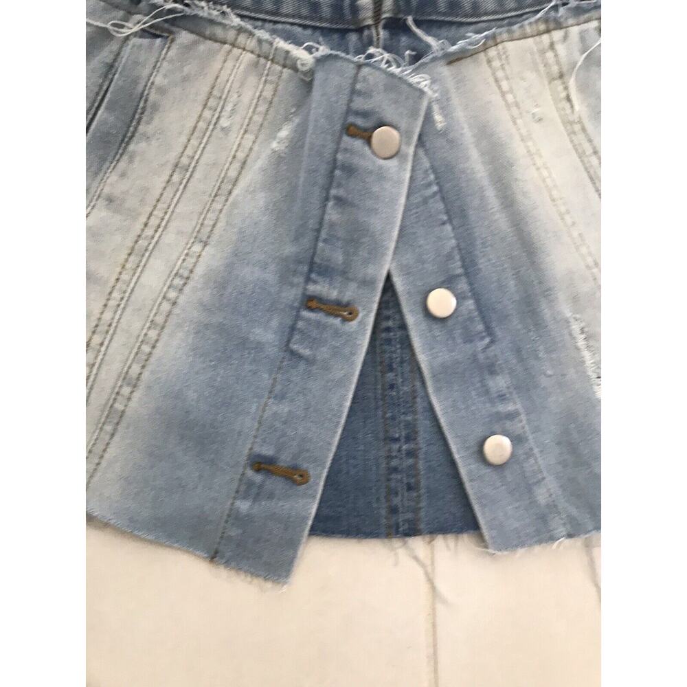 36Point5 Distressed Denim Micro Mini Skirt - Picture 4 of 12